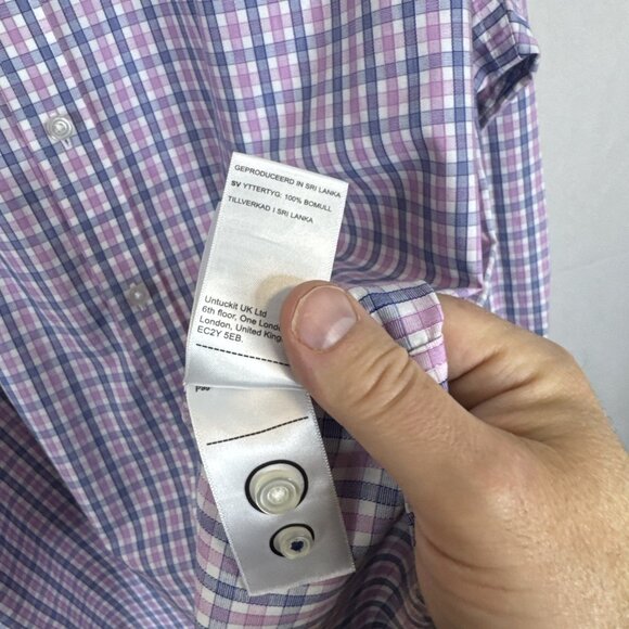 Untuckit Shirt Men’s 2XL Red Blue Plaid Long Sleeve Button Up Cotton - Picture 8 of 8